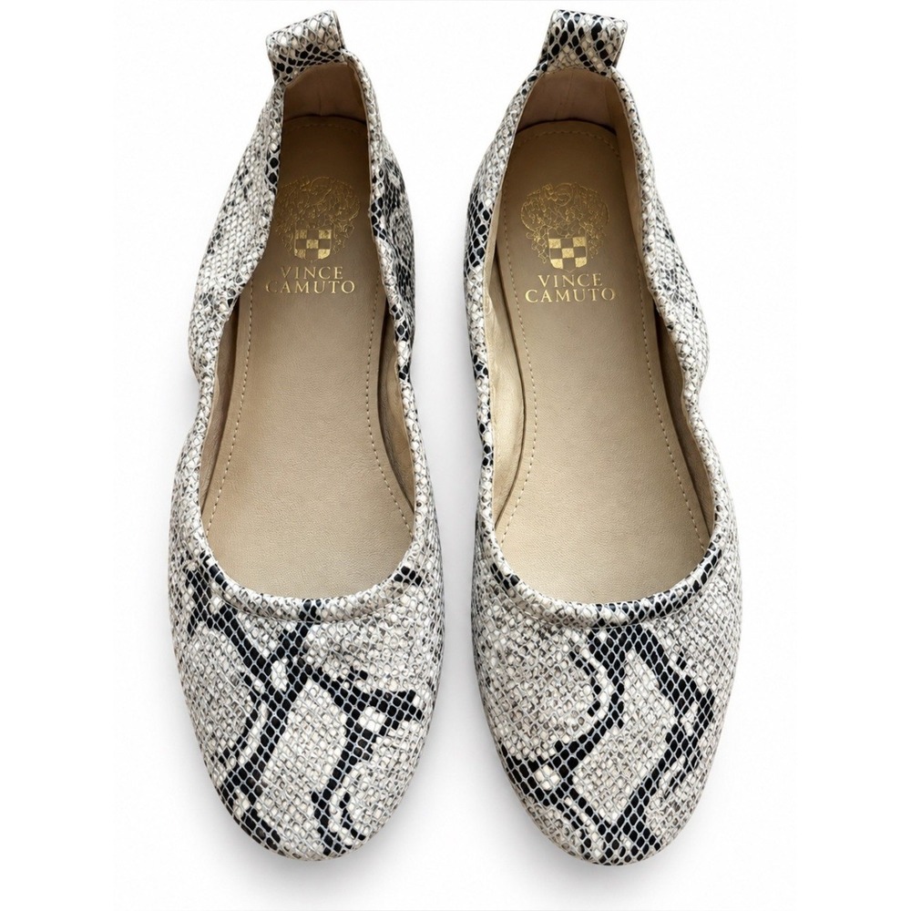 Vince Camuto Leather Snakeskin Ballet Flats Women's 10.5 Neutral shoes